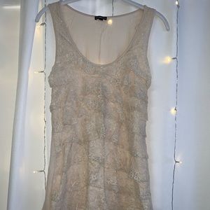 Beige Lace Cotton Tank Top - Express size Medium